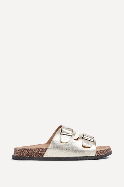 Linzi Northcote Gold Double Buckle Sandals