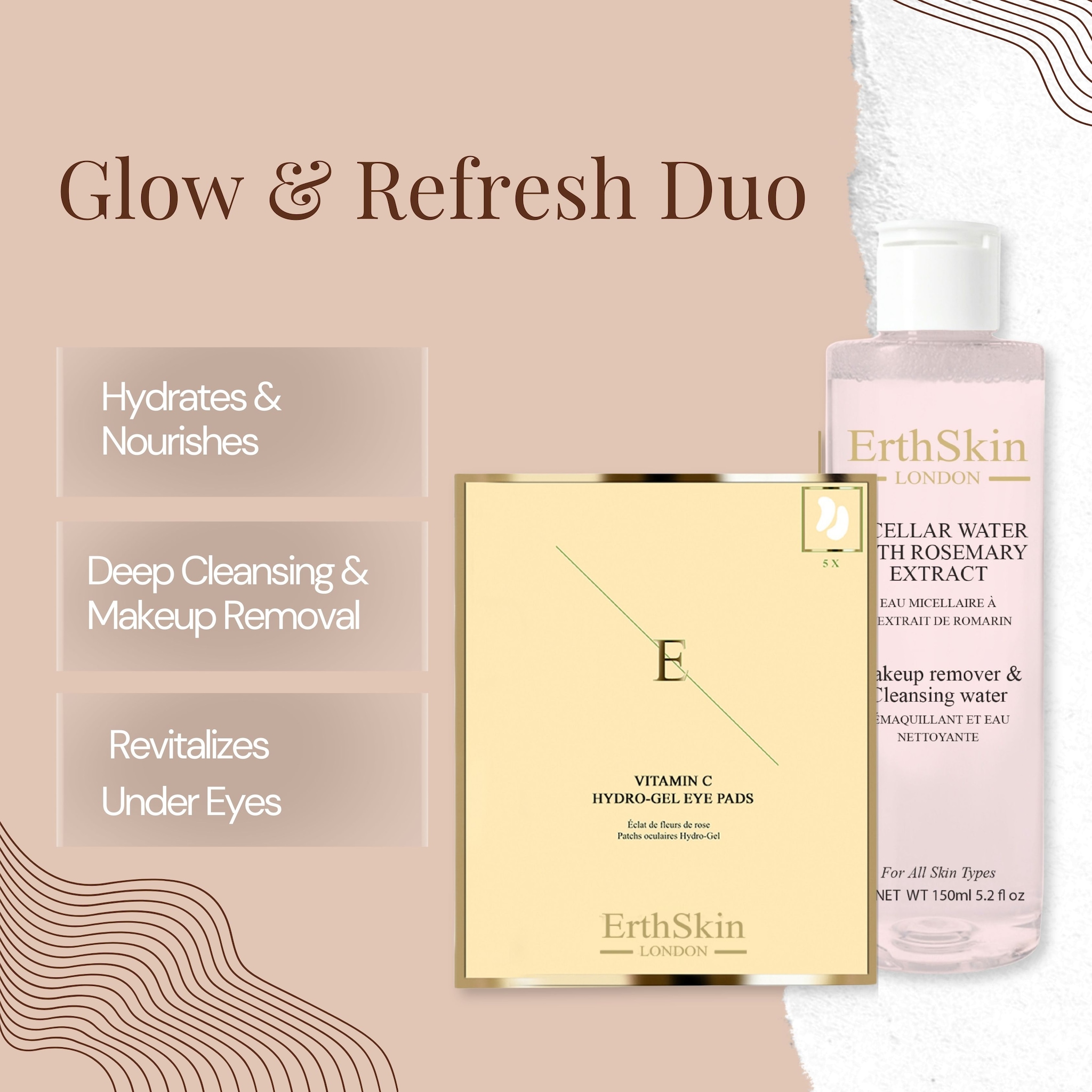 Erth Skin London Vitamin C Hydrogel Eye Pads x 5 + Micellar Water Extract 150ml image 3