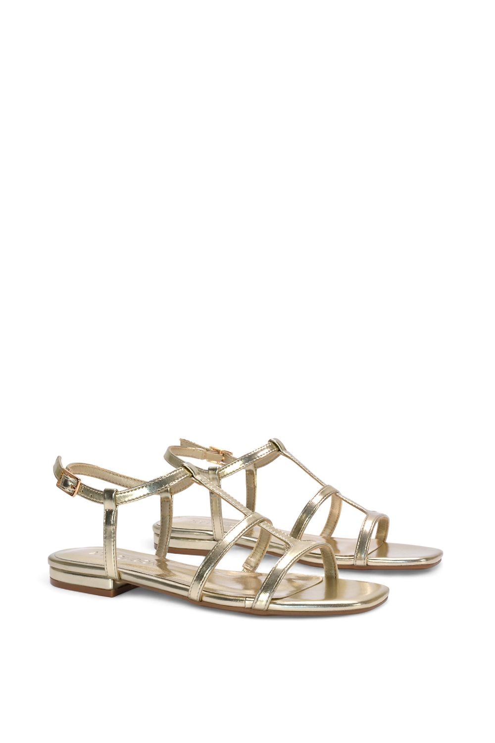 XY London 'Danielle' Flat Strappy Caged Square Toe Sandals With Buckle image 3