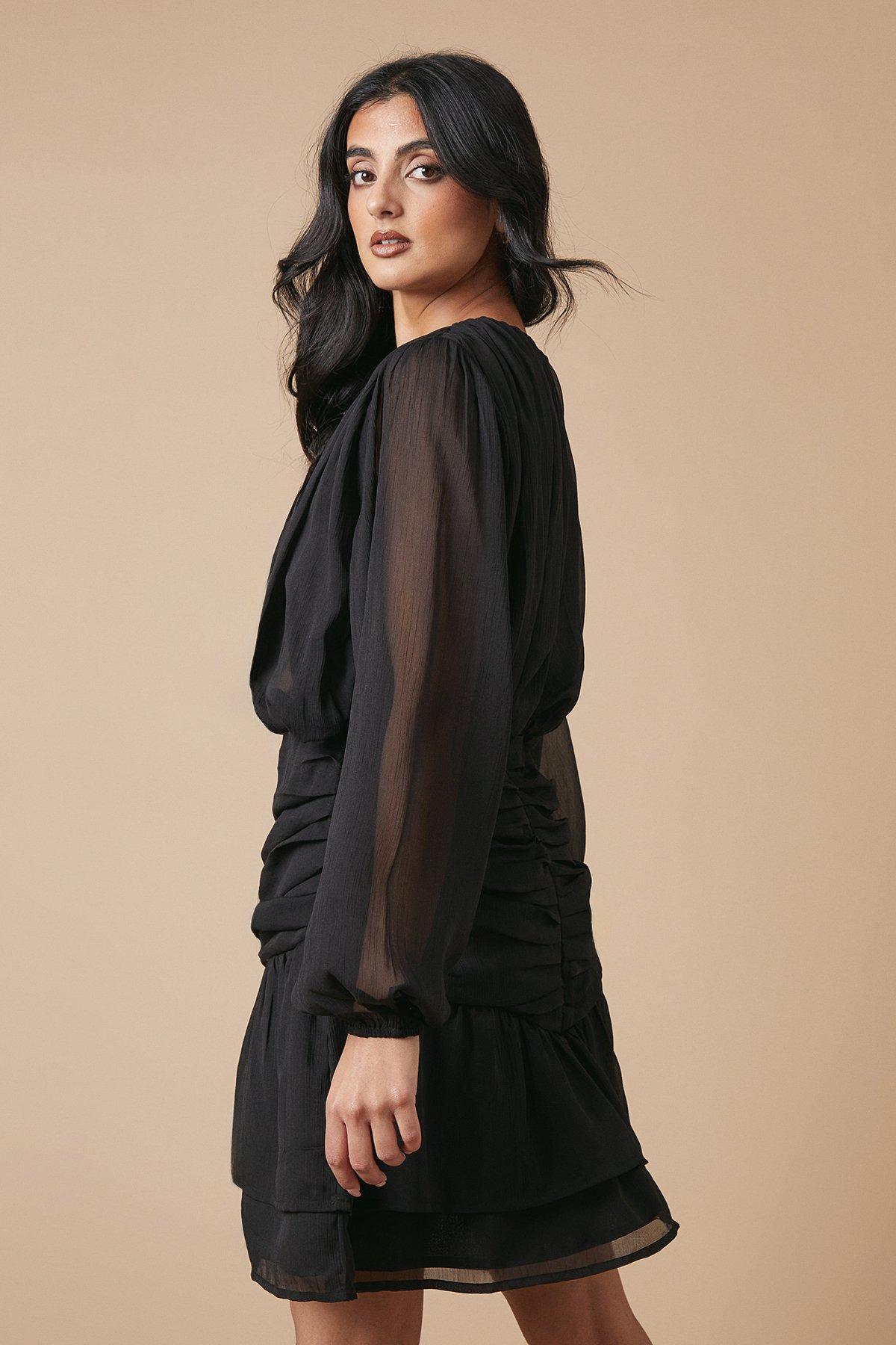 Oasis Chiffon Gathered Ruched Mini Dress image 4