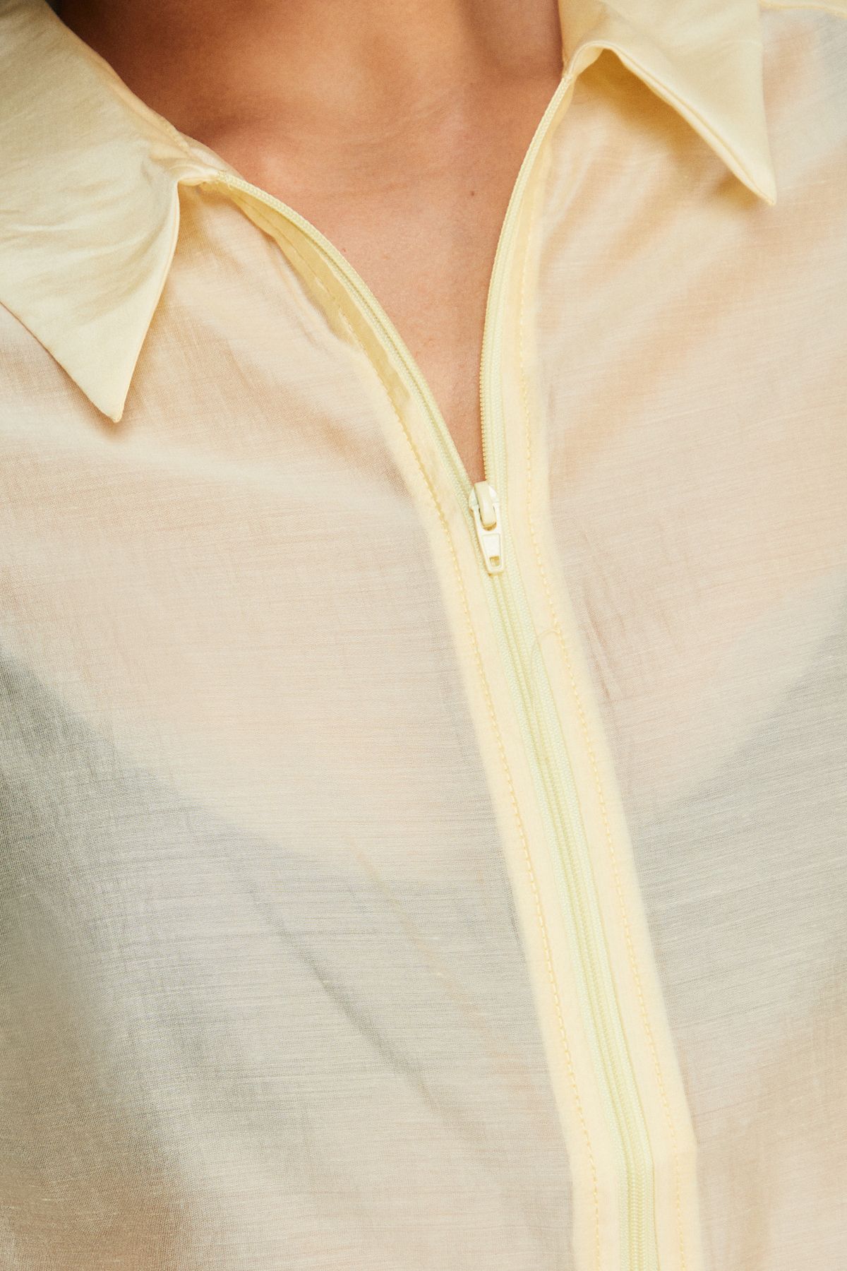 Warehouse Organza Boxy Zip Through Shirt Yellow image 5