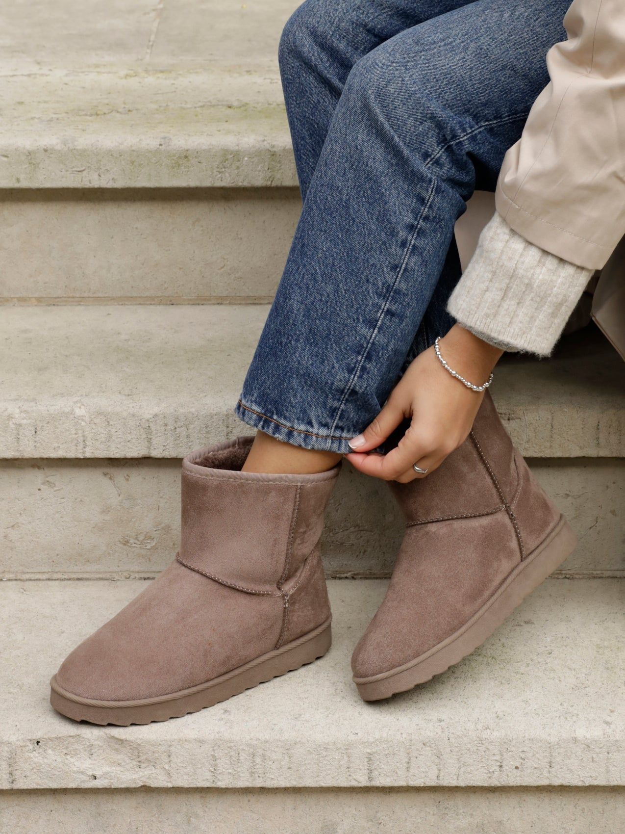 Linzi Addy Mocha Faux Suede Faux Fur Lined Ankle Boot image 2