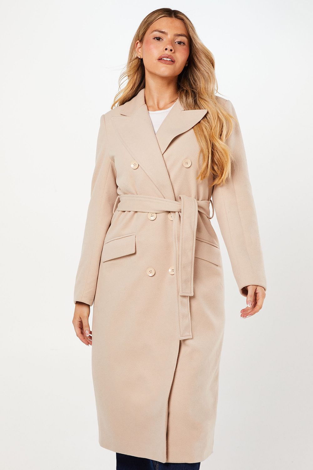 Dorothy Perkins Belted Midi Coat Mink image 4