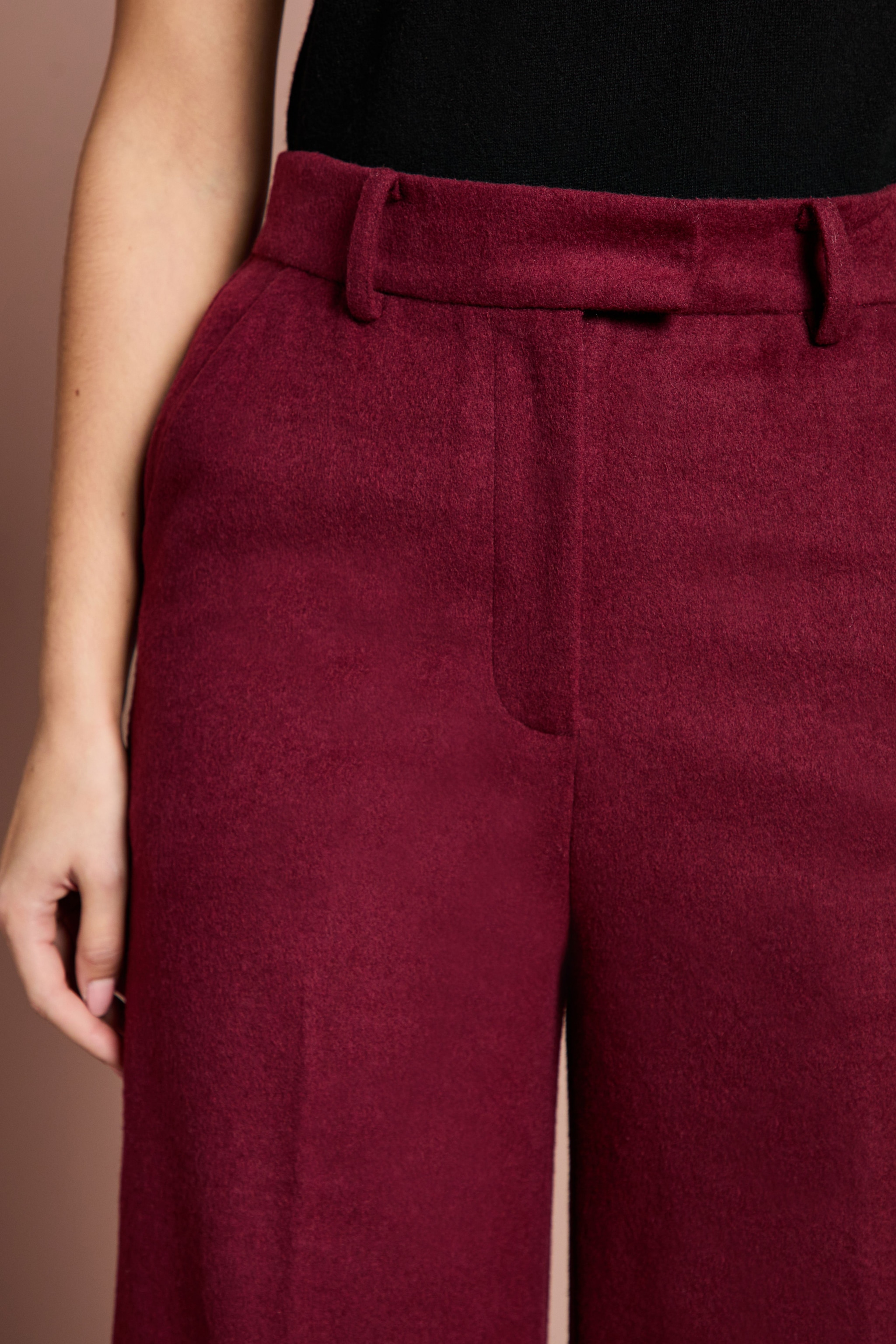 Coast Lisa Tan Wool Blend Trouser Burgundy image 2