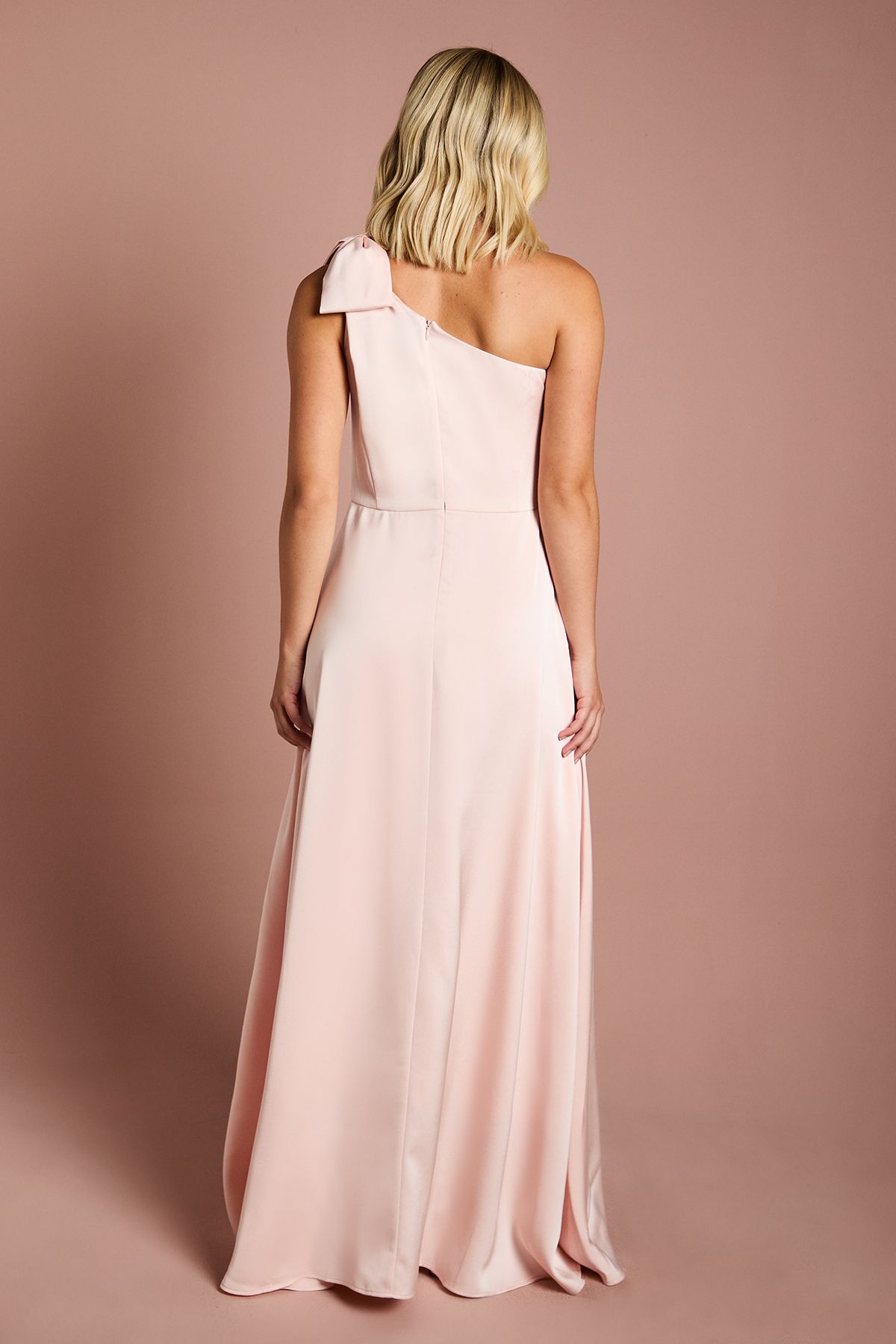 Coast Teen Coast One Shoulder Bow Bridesmaid Dress Blush image 3