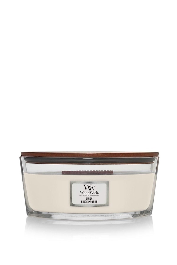 Woodwick Linen Spa Ellipse Candle White