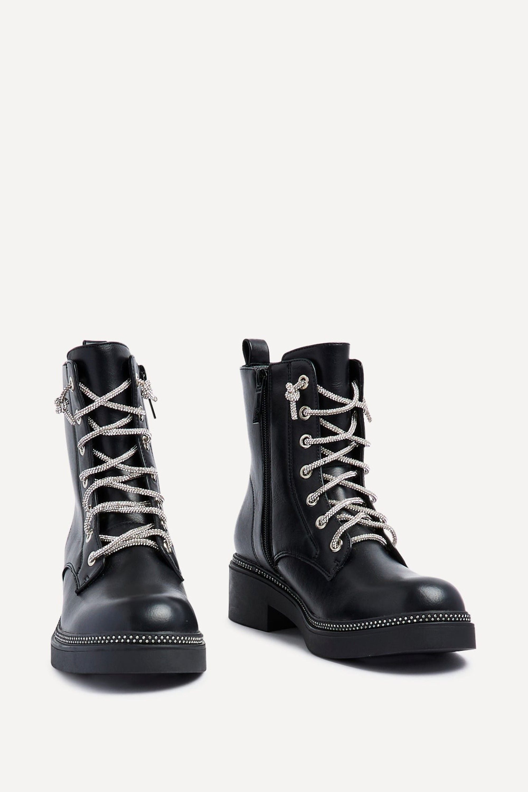 Linzi Lacey Black Faux Leather Military Style Boot image 3