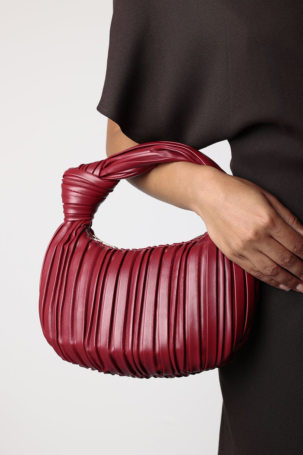 Where's That From 'Glow' Pleated Knot Handle Shoulder Bag With Gold Chain image 1