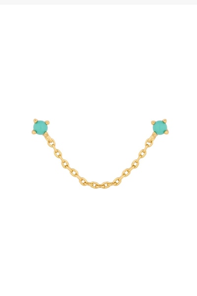 Inicio Inicio 14K Real Gold Plated Recycled Chain Drop Stud Earrings - Gift Pouch