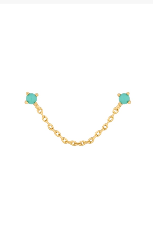 Inicio Inicio 14K Real Gold Plated Recycled Chain Drop Stud Earrings - Gift Pouch