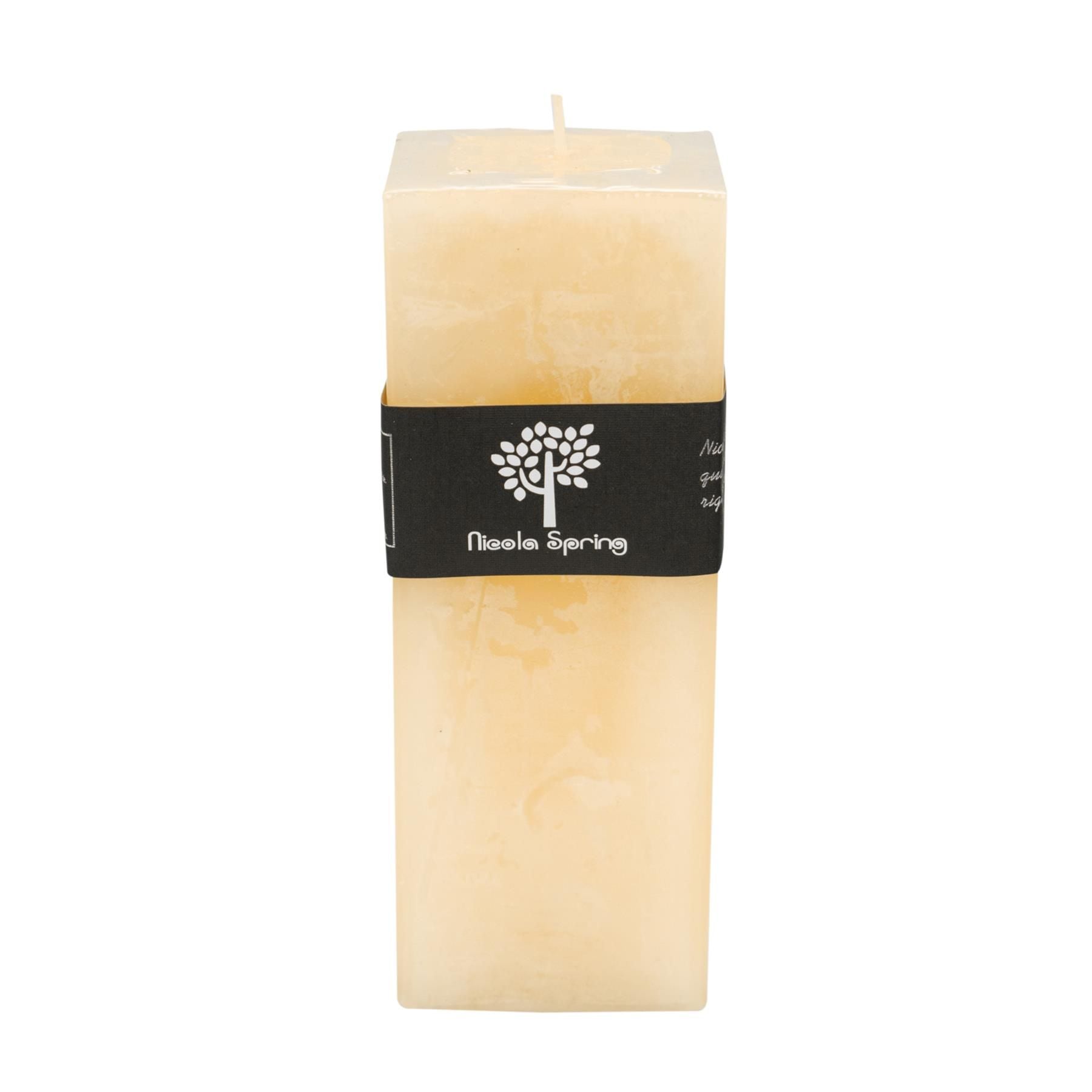Nicola Spring Square Vanilla Pillar Candle - 110 Hours - Cream image 1