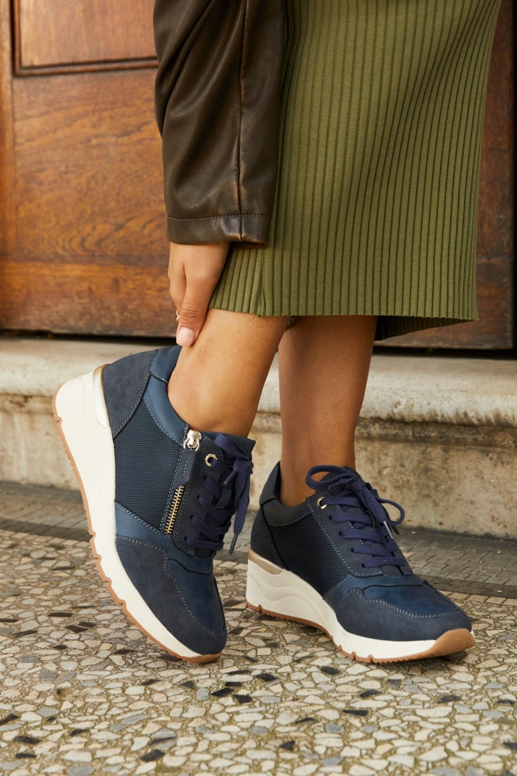 Linzi Luca Navy Wedge Trainer image 7