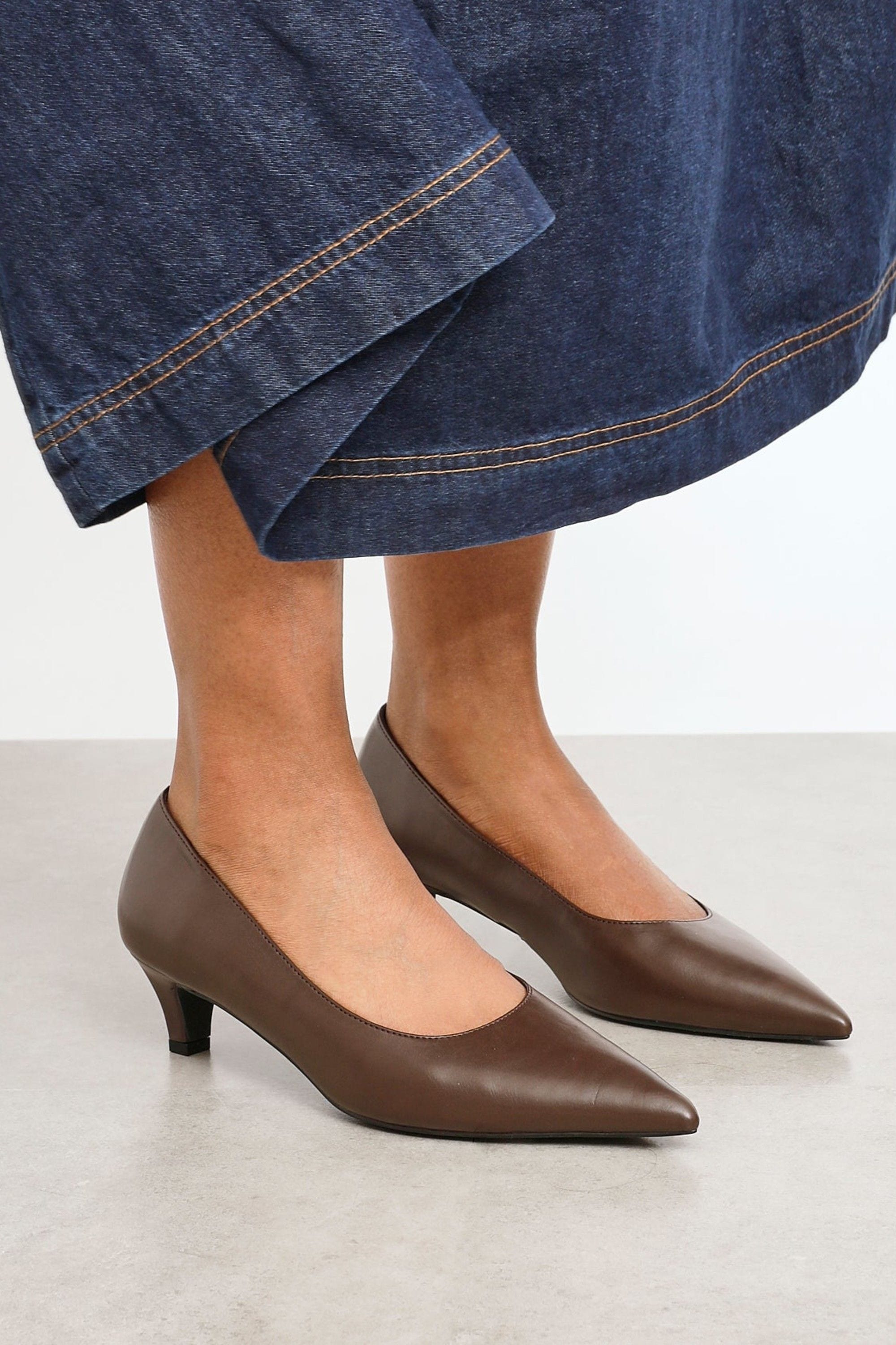 Linzi Zola Brown Faux Leather Kitten Court Heel image 2