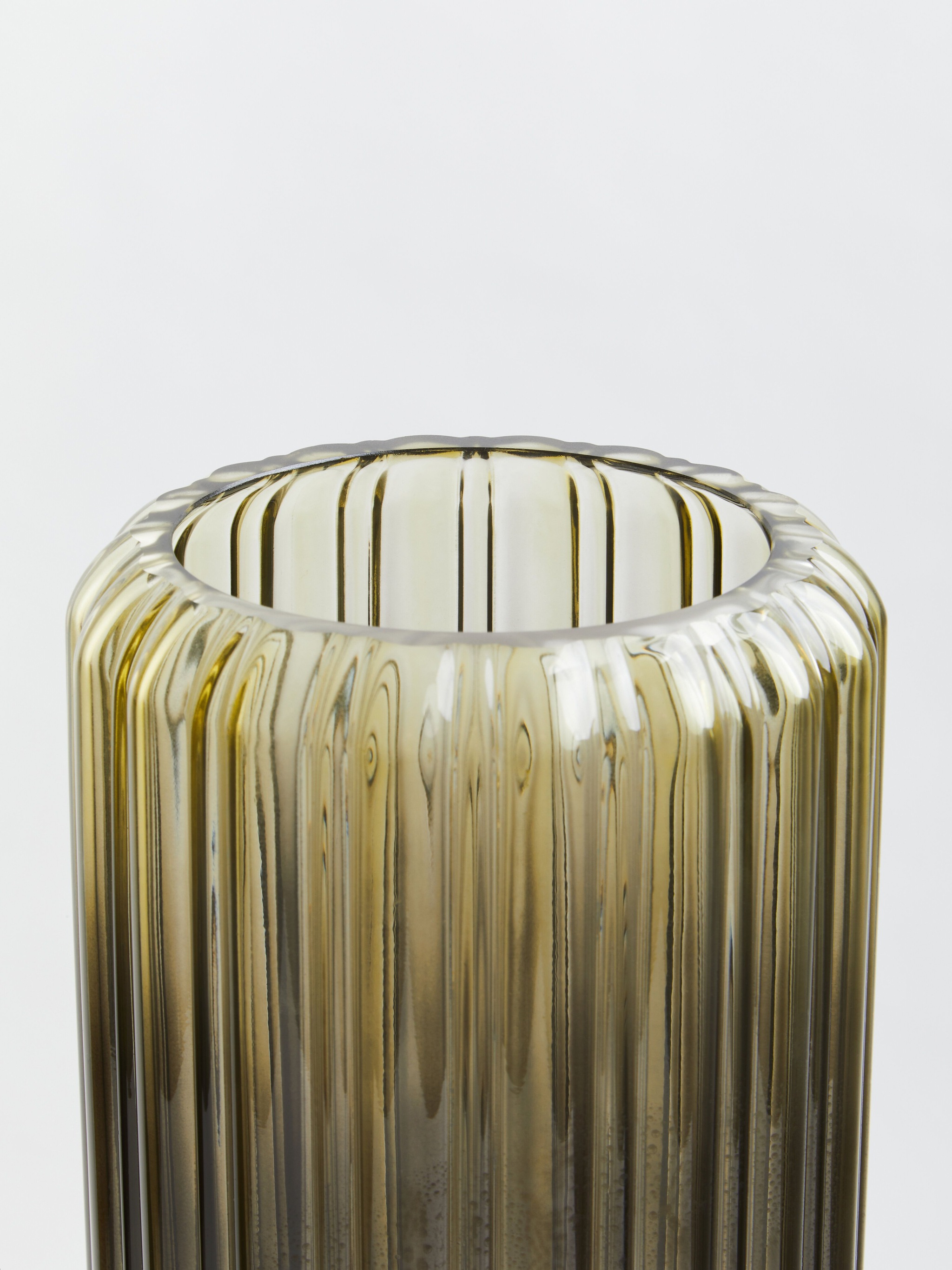 Orsina Durable Large Grey Ribbed Glass Vase, Robust Pottery Vase, Contemporary Design Glass Vase For Flowers image 5