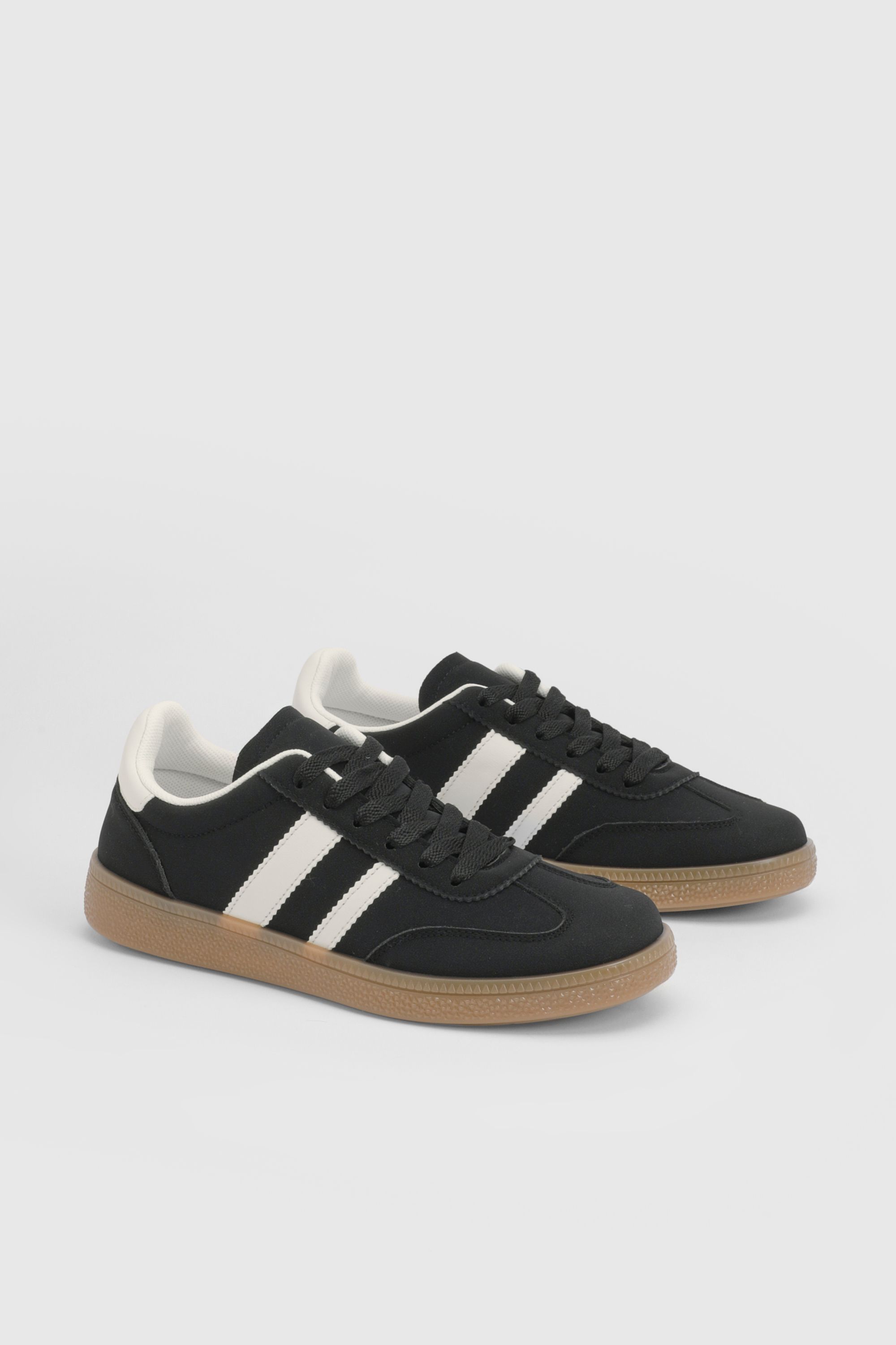 Oasis Erin Faux Suede Lace Up Trainers Natural Black