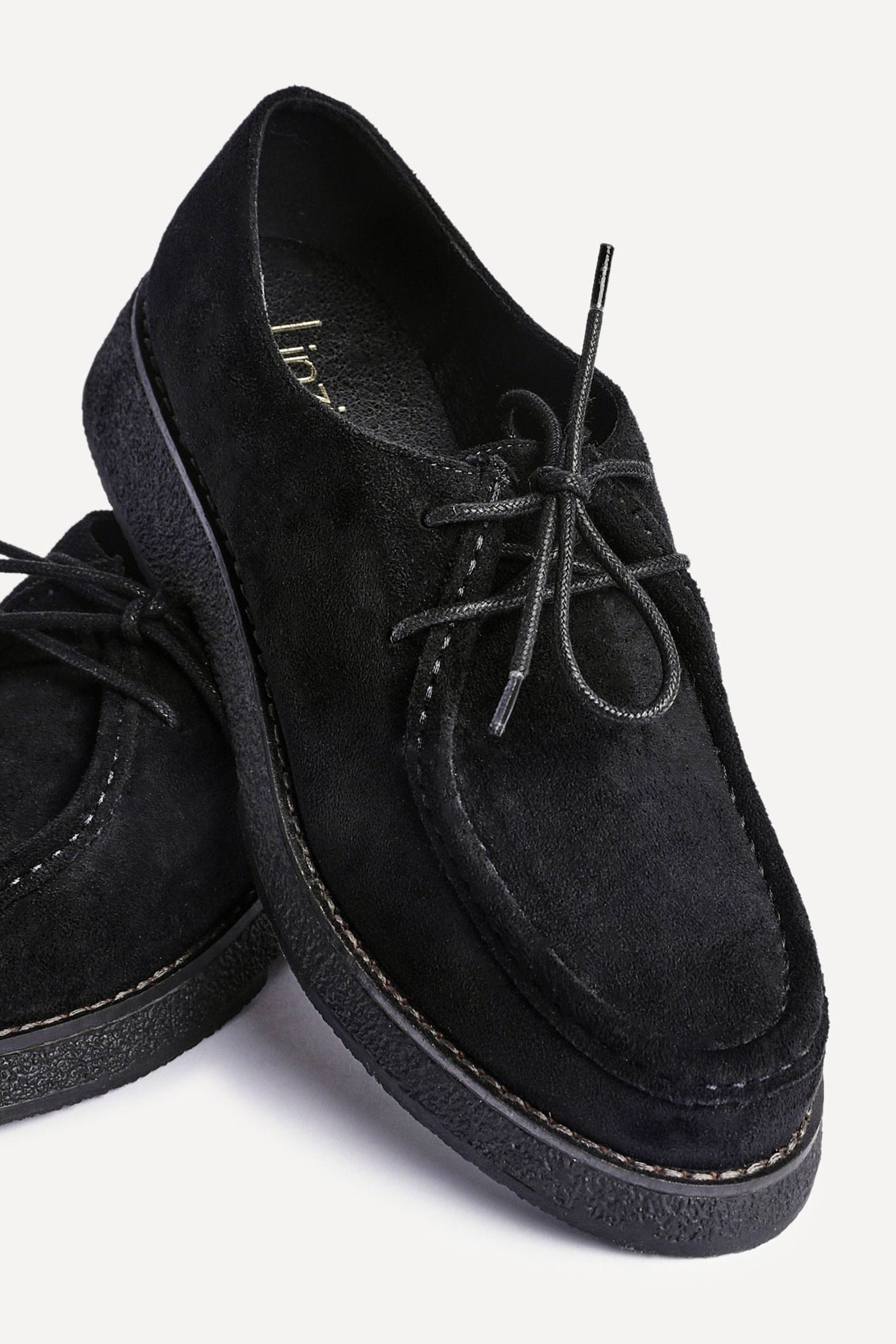 Linzi Perth Black Faux Suede Laced Chunky Loafer image 5