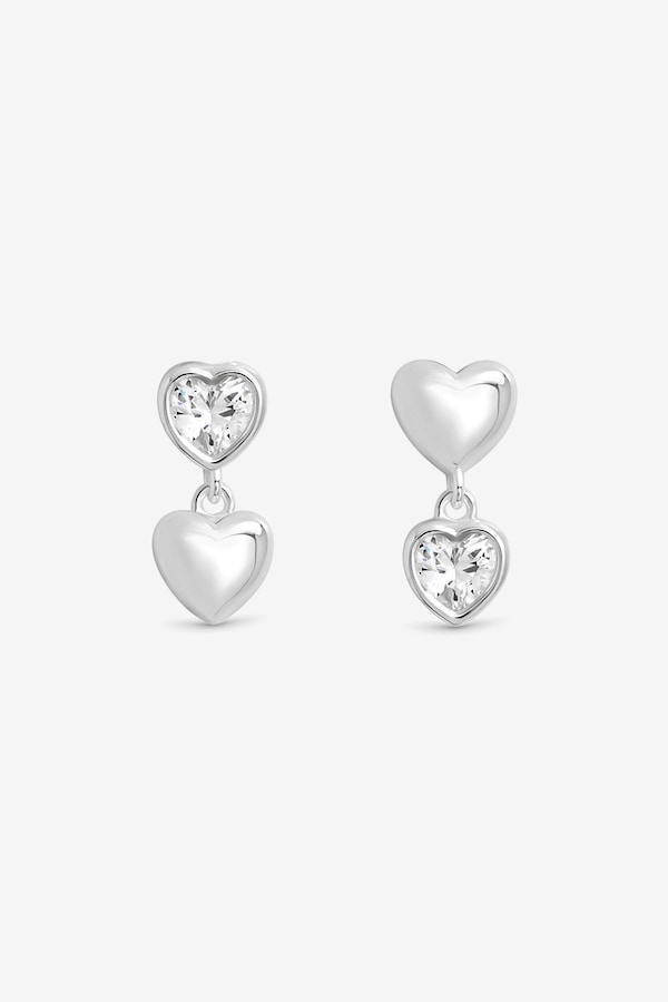 Simply Silver Sterling Silver 925 Cubic Zirconia Heart Drop Earrings