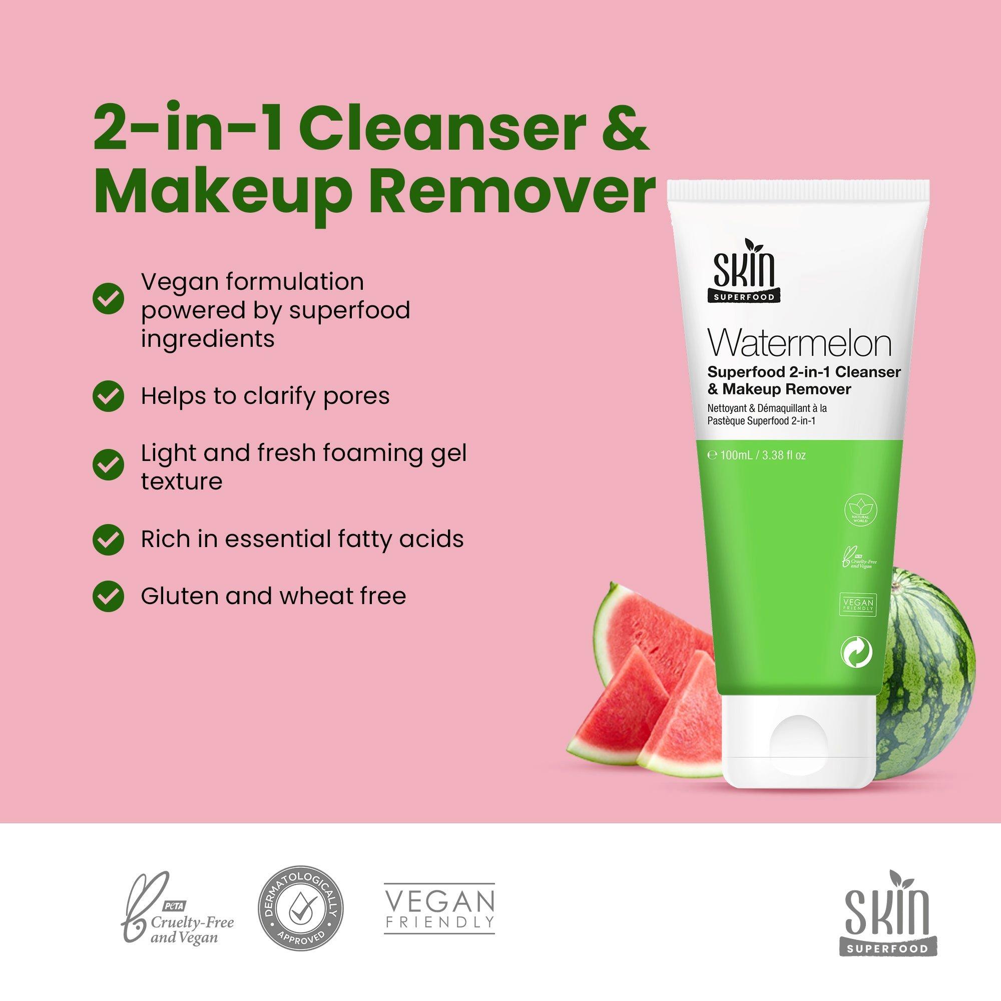 Skin Superfood Watermelon Superfood 2-in-1 Cleanser & Makeup Remover 100ml Twin Value Savings Pack image 3