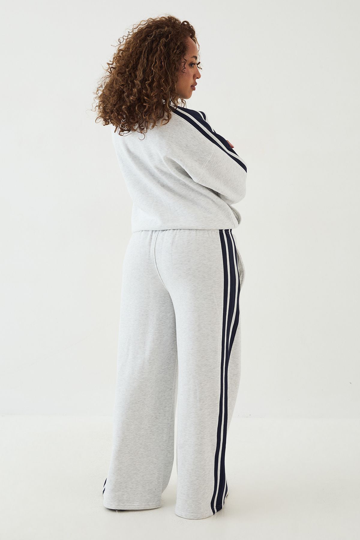 DSGN Studio DSGN Side Stripe Funnel Neck Zip Through Bomber Tracksuit Ash Grey image 2