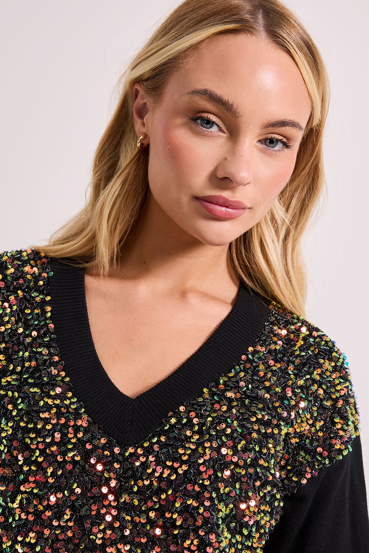 Dorothy Perkins Knitted Sequin Cricket Jumper Black image 4