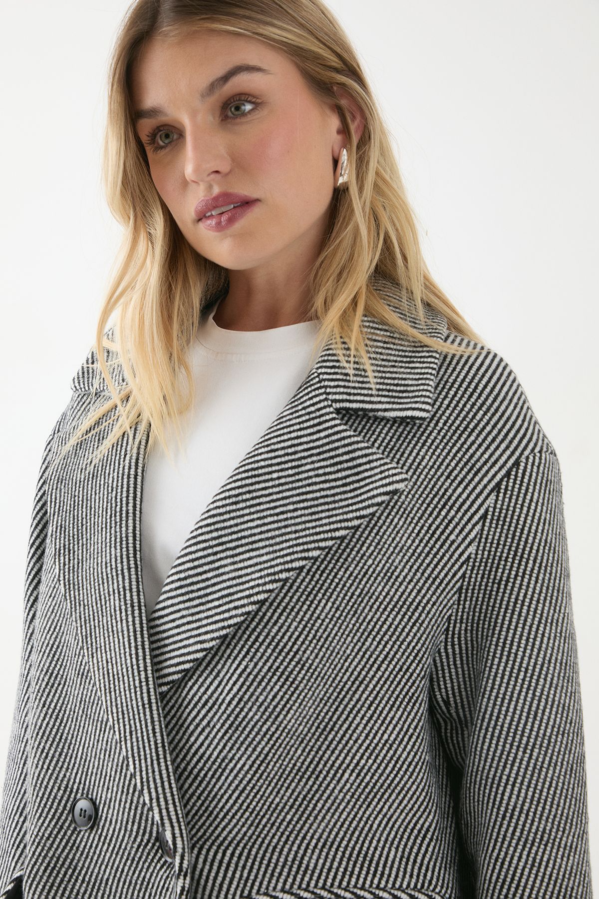 MissPap Wool Look Textured Coat Grey image 2
