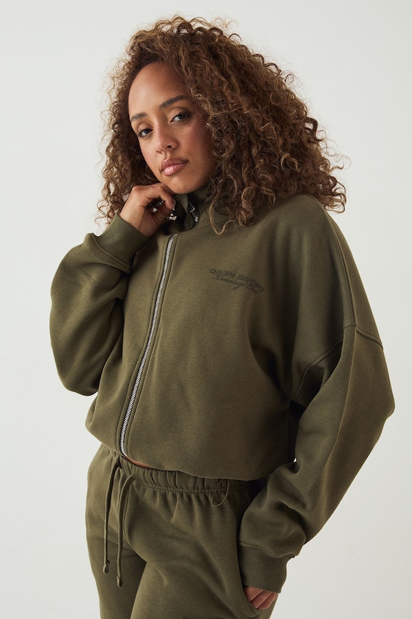 DSGN Studio DSGN Studio Sport Training Club Toggle Hem Funnel Neck Hoodie Green