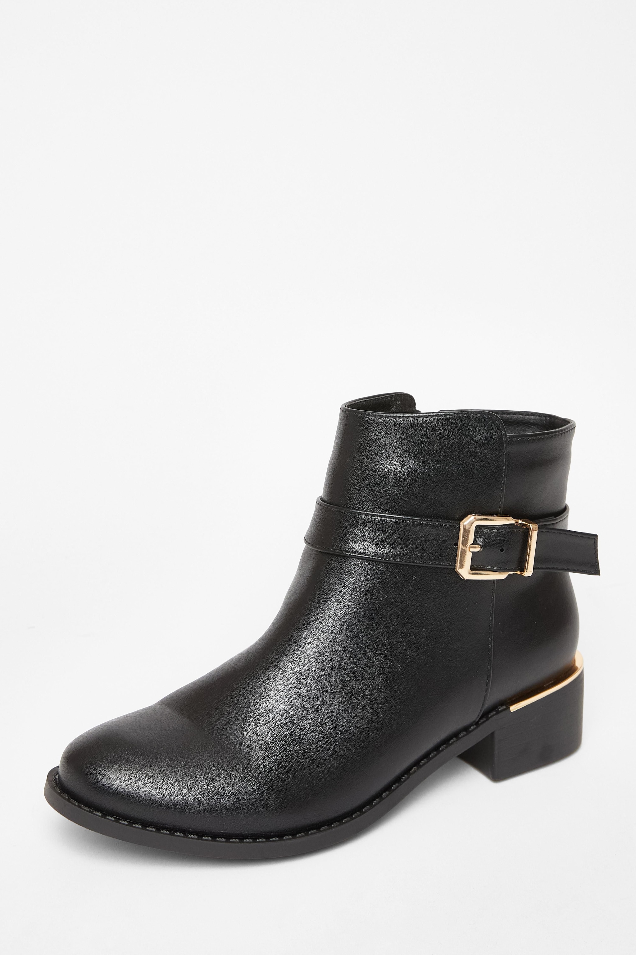 Quiz Black Wide Fit Buckle Chelsea Boots image 1