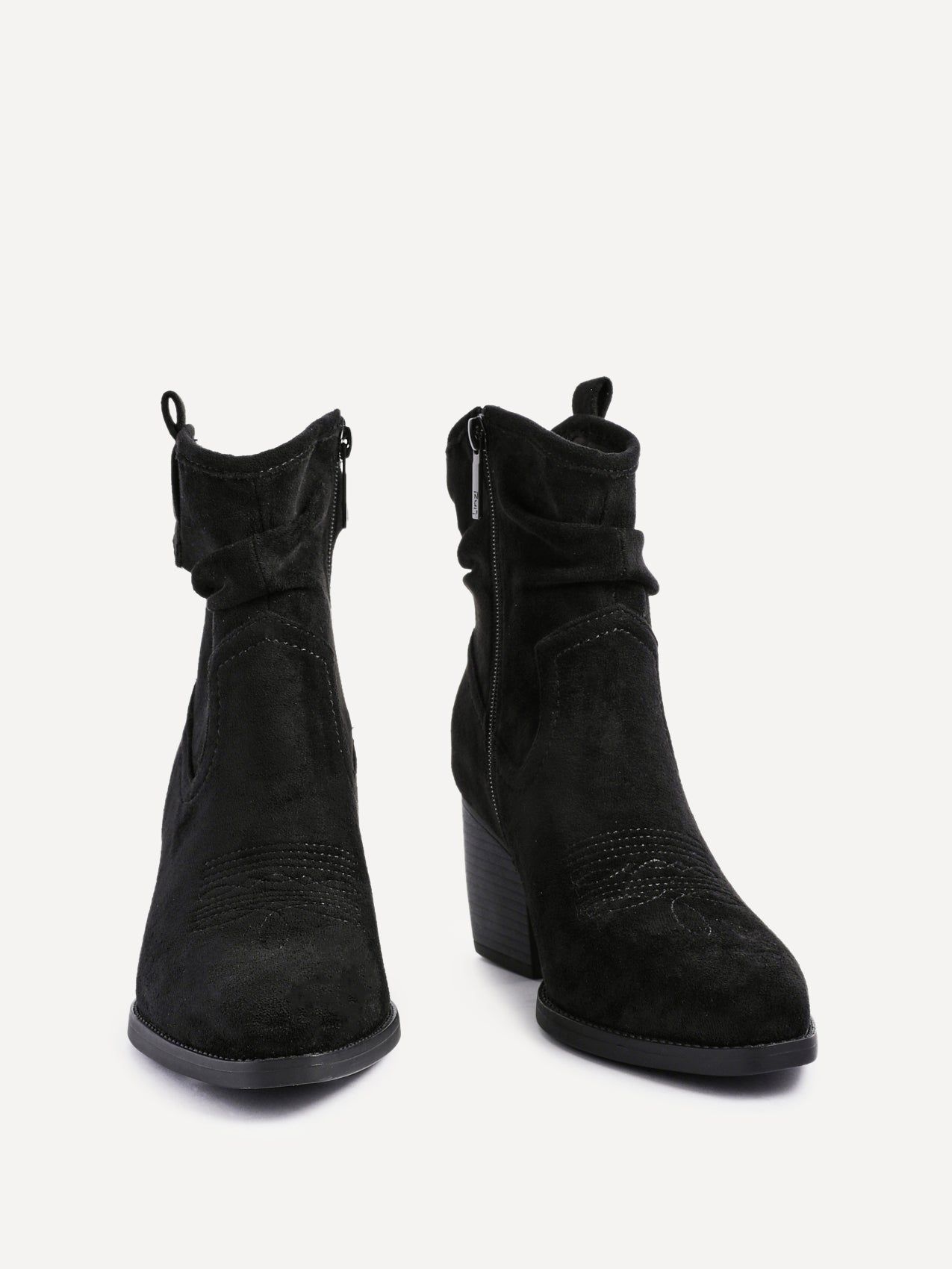 Linzi Carter Black Faux Suede Western Inspired Ankle Boot image 3