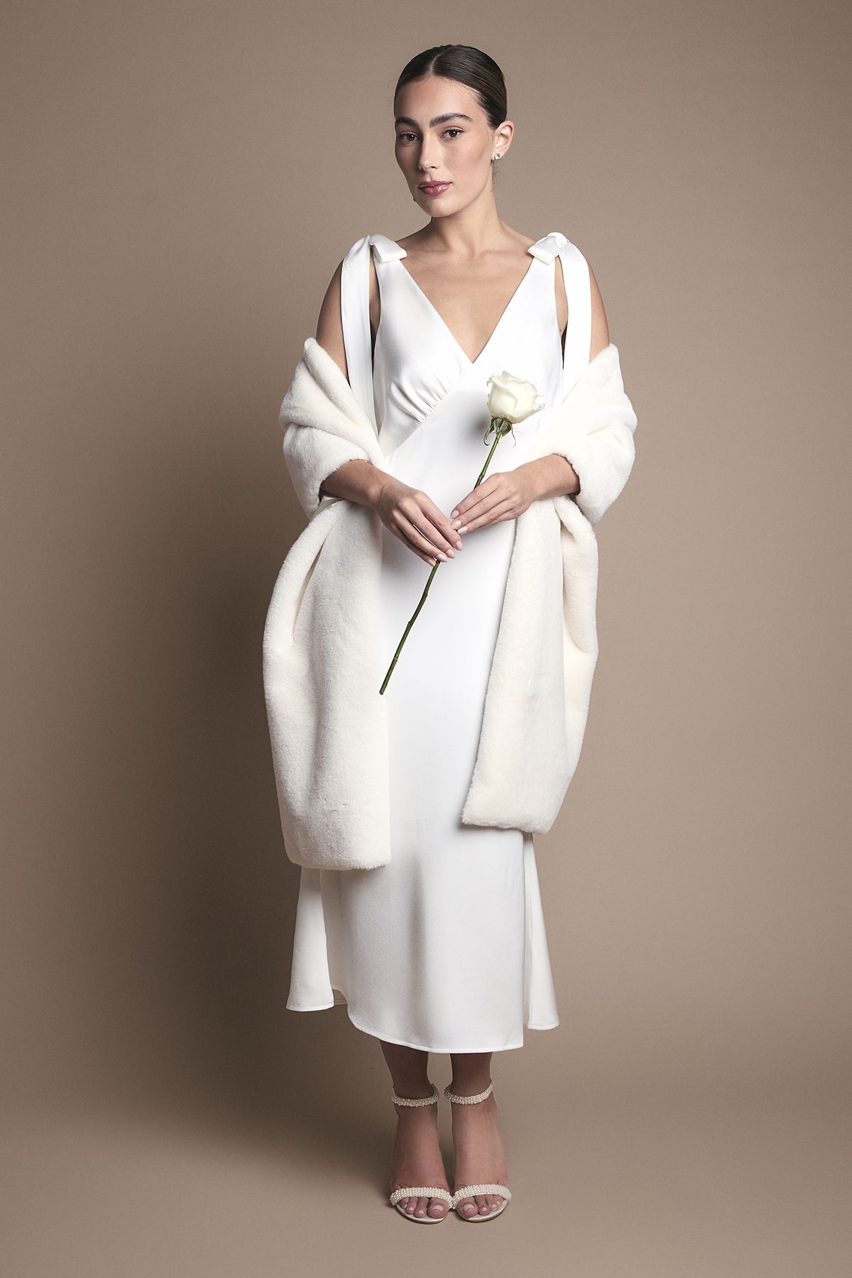 Coast Ivory Faux Fur Wrap Shawl Ivory image 1