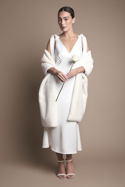 Coast Ivory Faux Fur Wrap Shawl Ivory