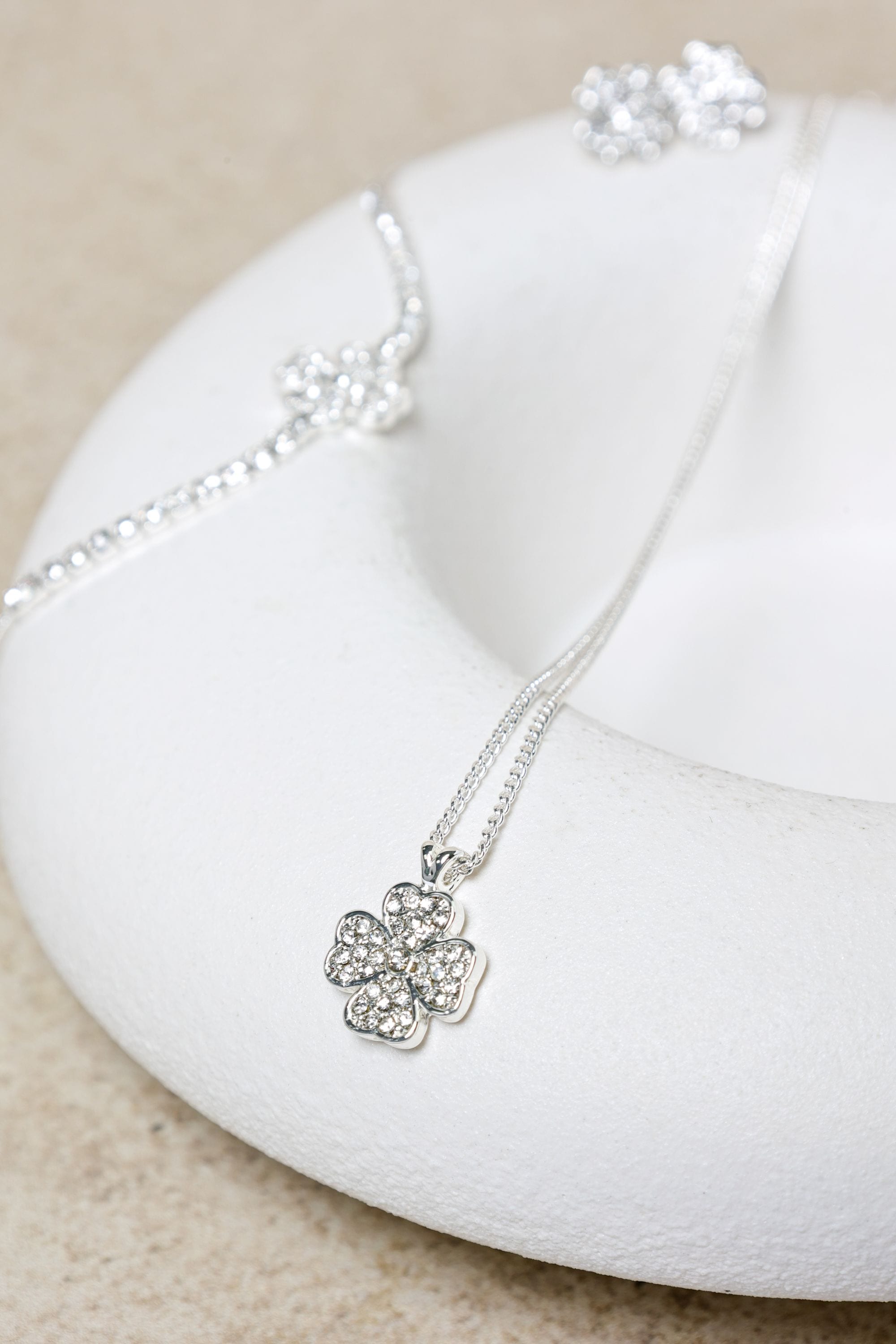 Jon Richard Silver Plated and Pave Clover Trio Set - Gift Box image 5