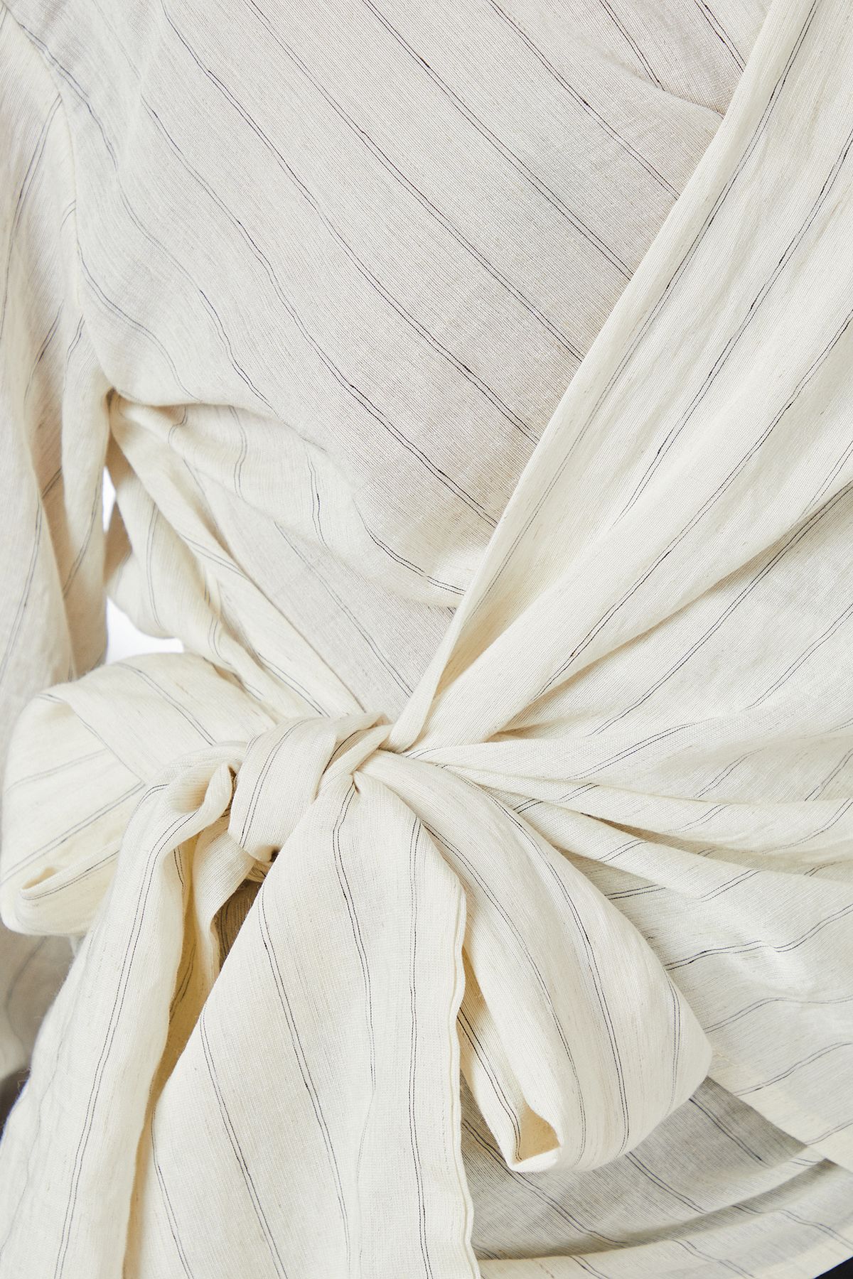 Principles Ivory Striped Linen Blend Wrap Top Ivory image 5