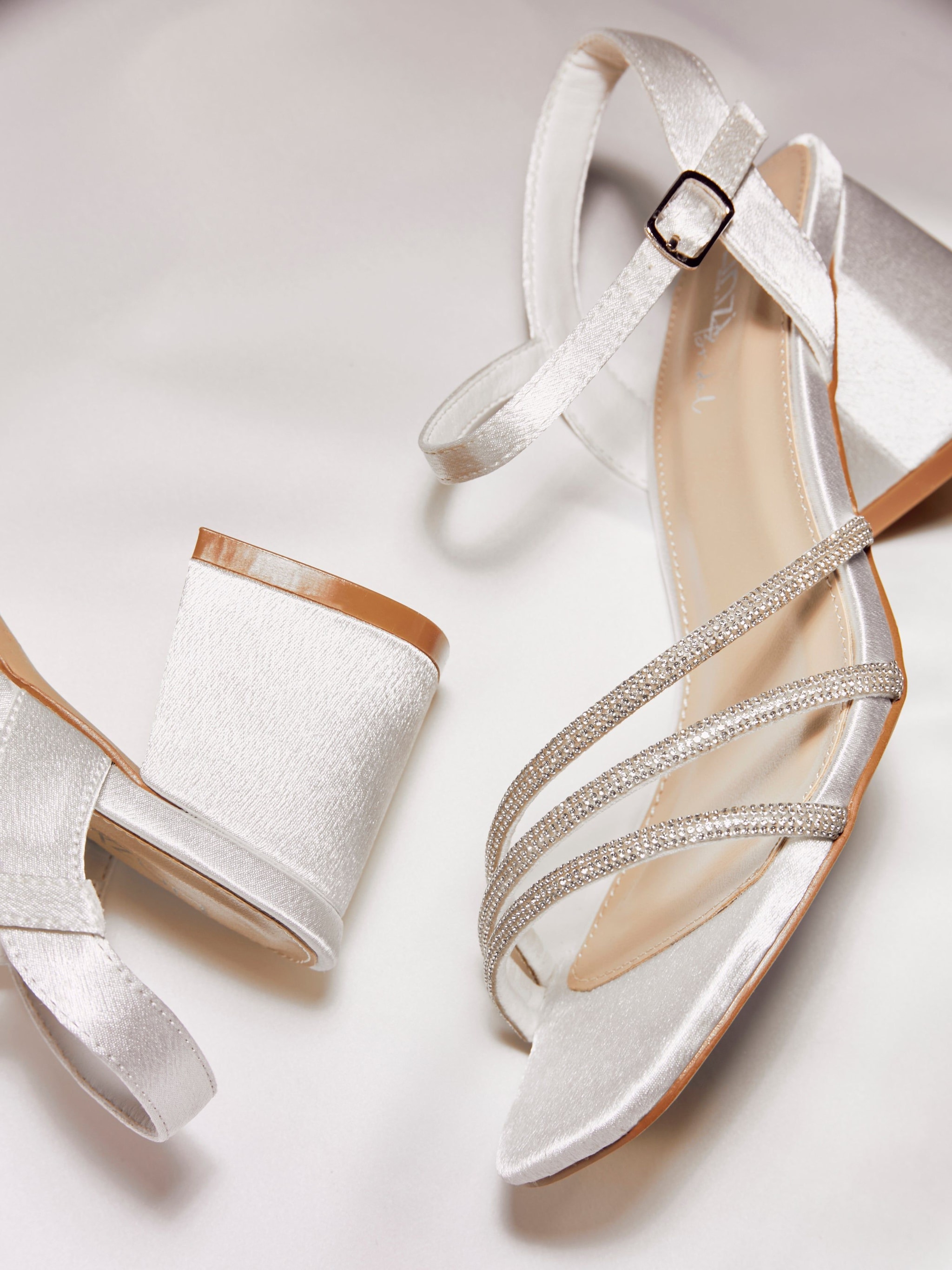 Linzi Mariah Wide Fit Ivory Satin Open Back Heel image 6