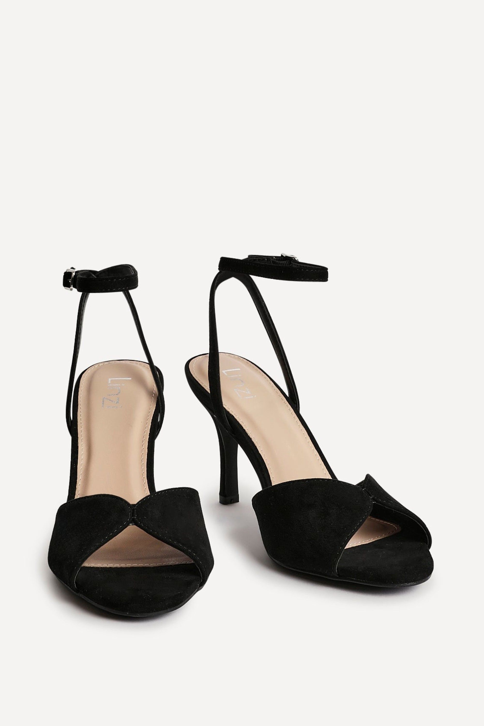 Linzi Parlour Black Faux Suede Peep Toe Stiletto Heel image 3