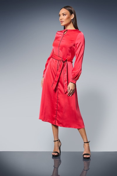 Principles Red Piping Detail Keyhole Midi Dress Red