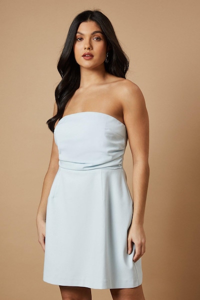 Oasis Strapless Gathered Mini Dress Baby Blue