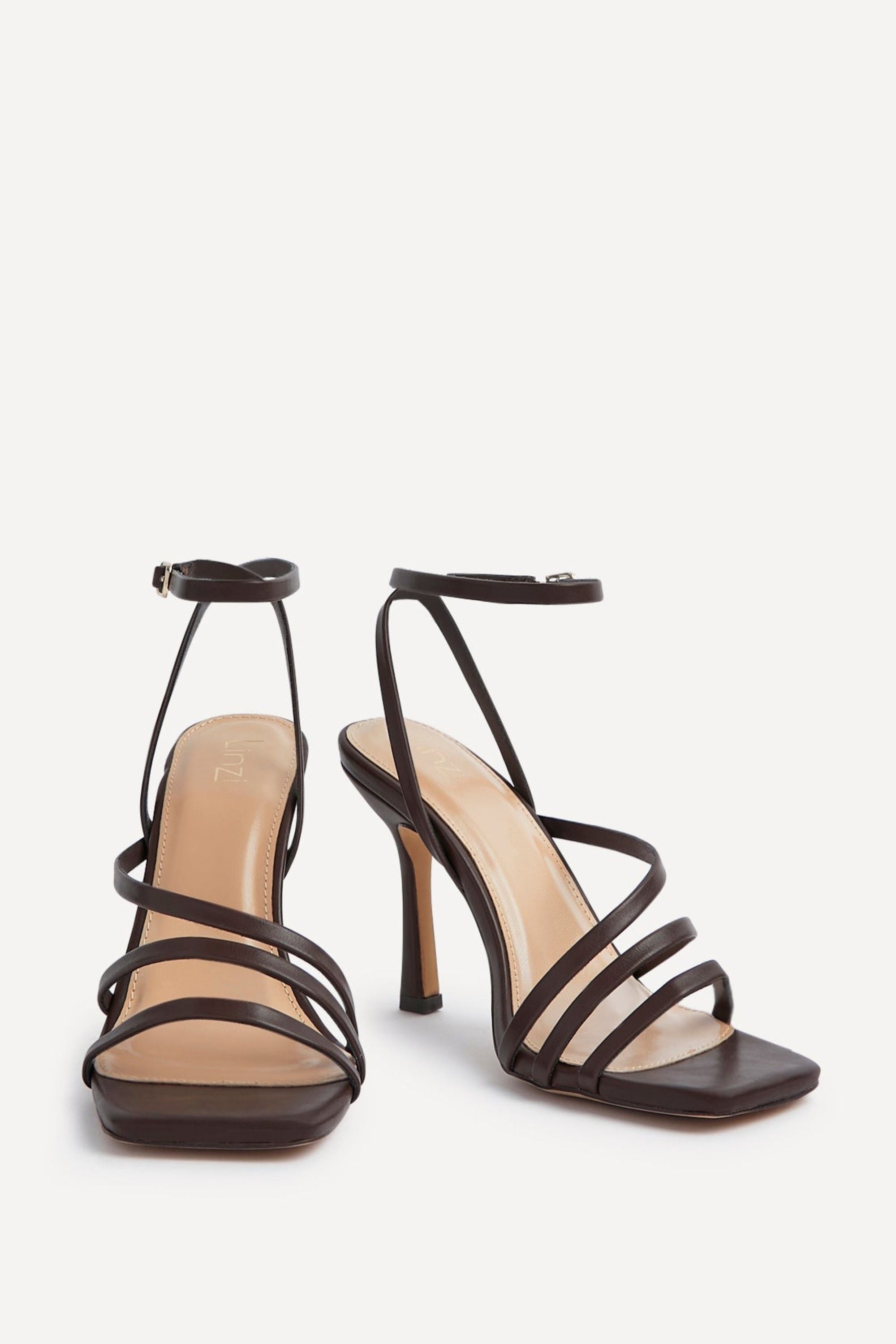 Linzi Scarlett Brown Faux Leather Strappy Heel Sandal image 3