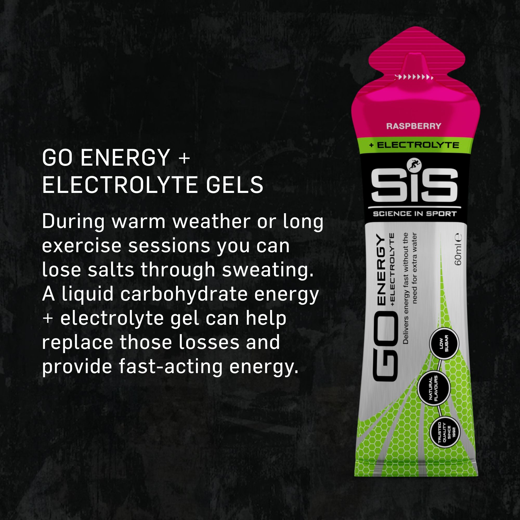 Science in Sport GO Energy + Electrolytes 60ml Gel - Raspberry - 6 Pack image 3
