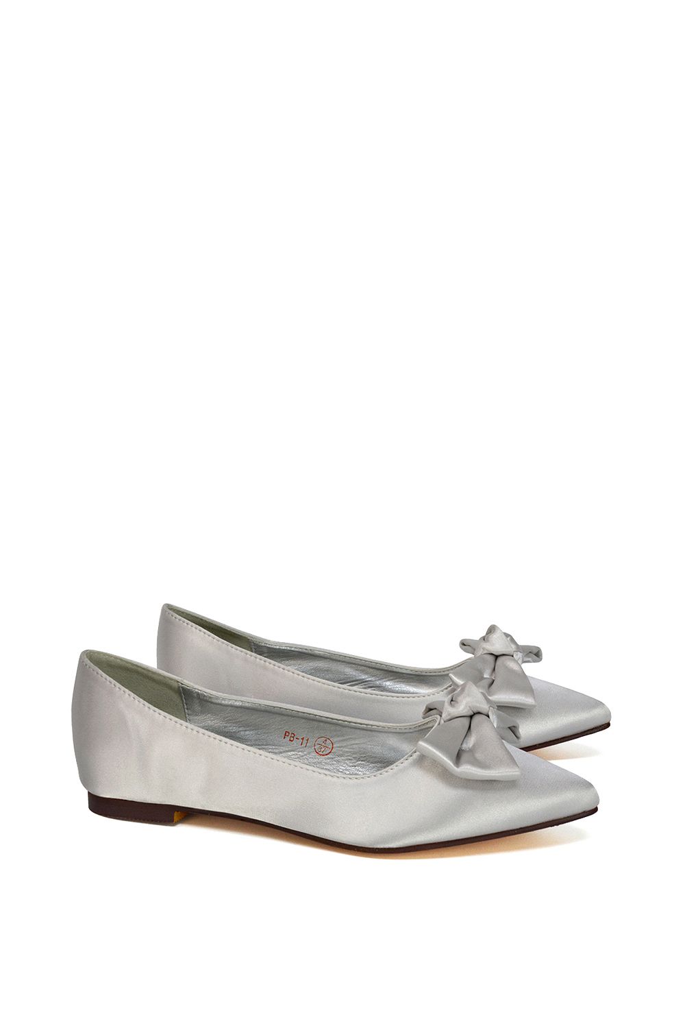 XY London 'Cally' Bow Detail Pointed Toe Ballerina Bridal Pump Shoes image 2