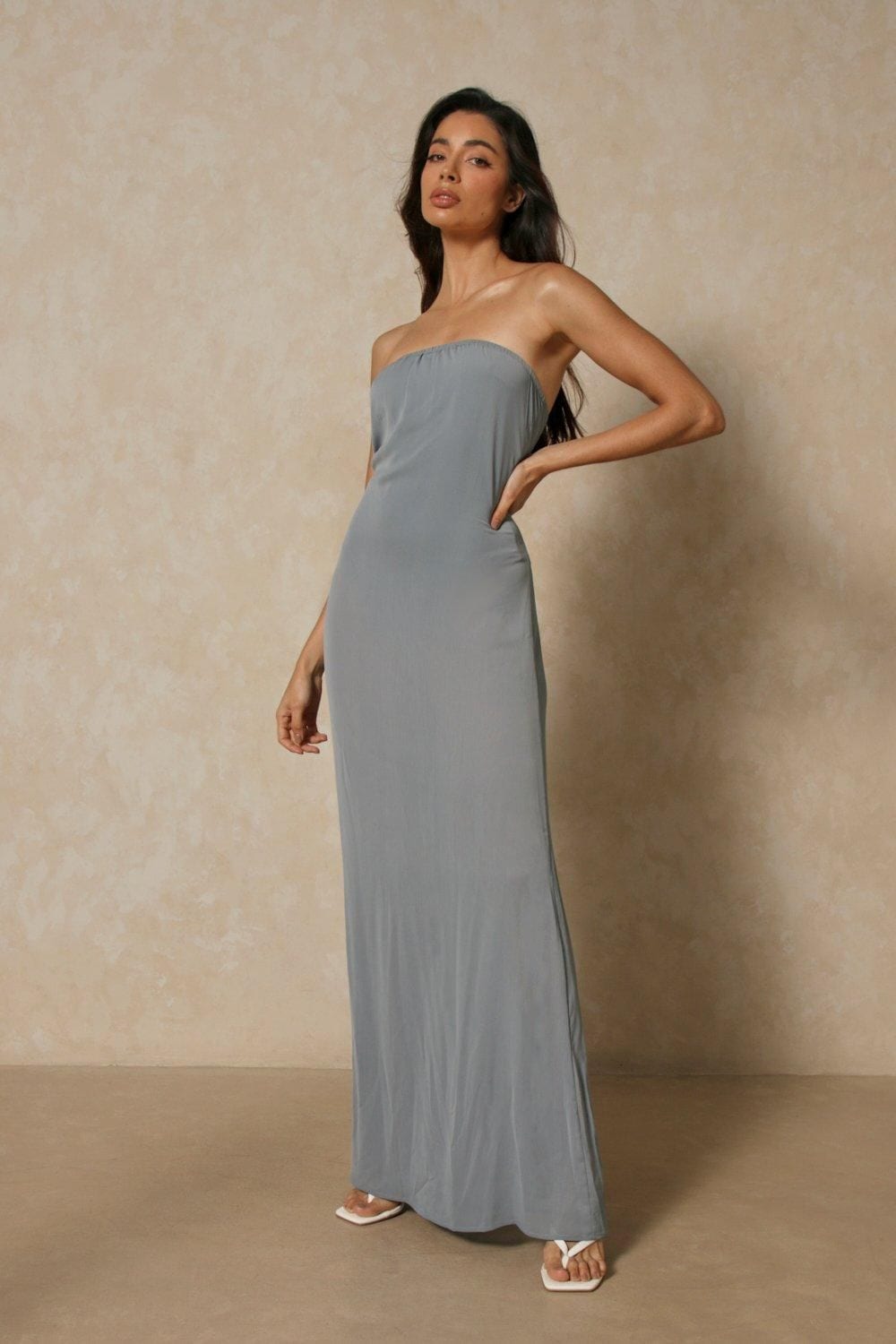 MissPap Sheer Bandeau Maxi Dress Blue image 5