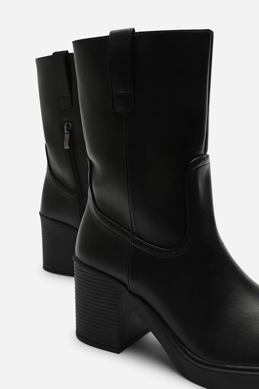 Where's That From 'Windy' Mid Calf Block Heel Boots with Side Zip Detail image 5