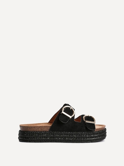 Linzi Alabama Black Plaited Flatform Sliders