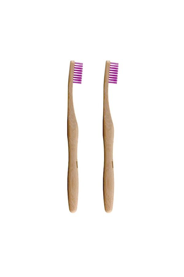 Dr. Botanicals Bamboo Toothbrush Purple Twin Value Savings Pack