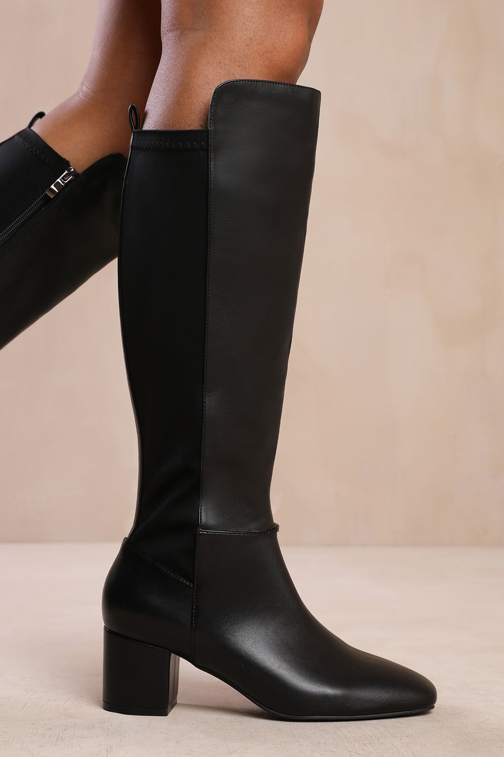 Where's That From 'Cherish' Block Heel Knee High Boots With Side Zip