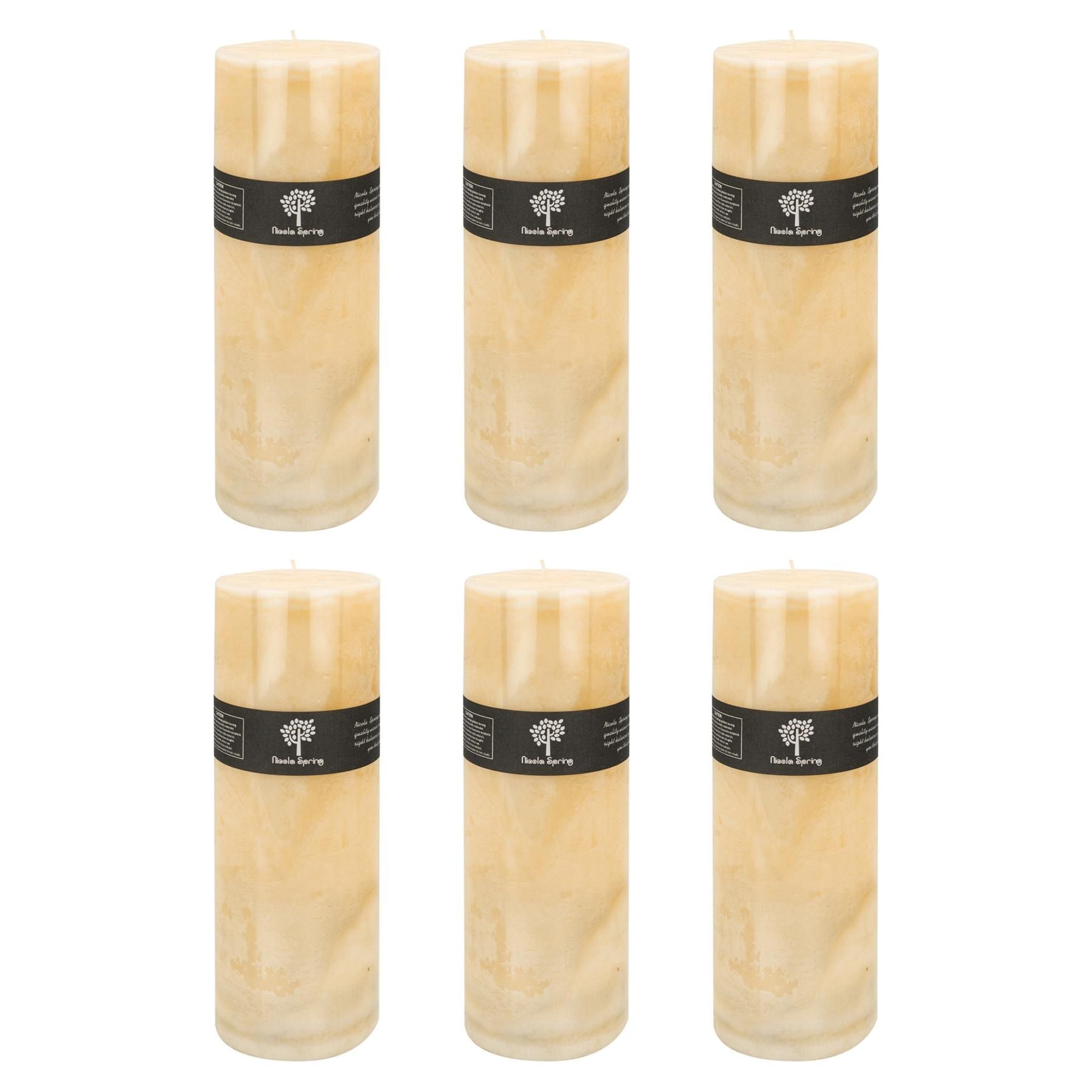 Nicola Spring Round Vanilla Pillar Candles - 215 Hours - Cream - Pack of 6 image 1