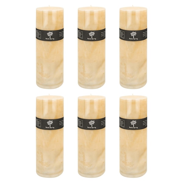 Nicola Spring Round Vanilla Pillar Candles - 215 Hours - Cream - Pack of 6