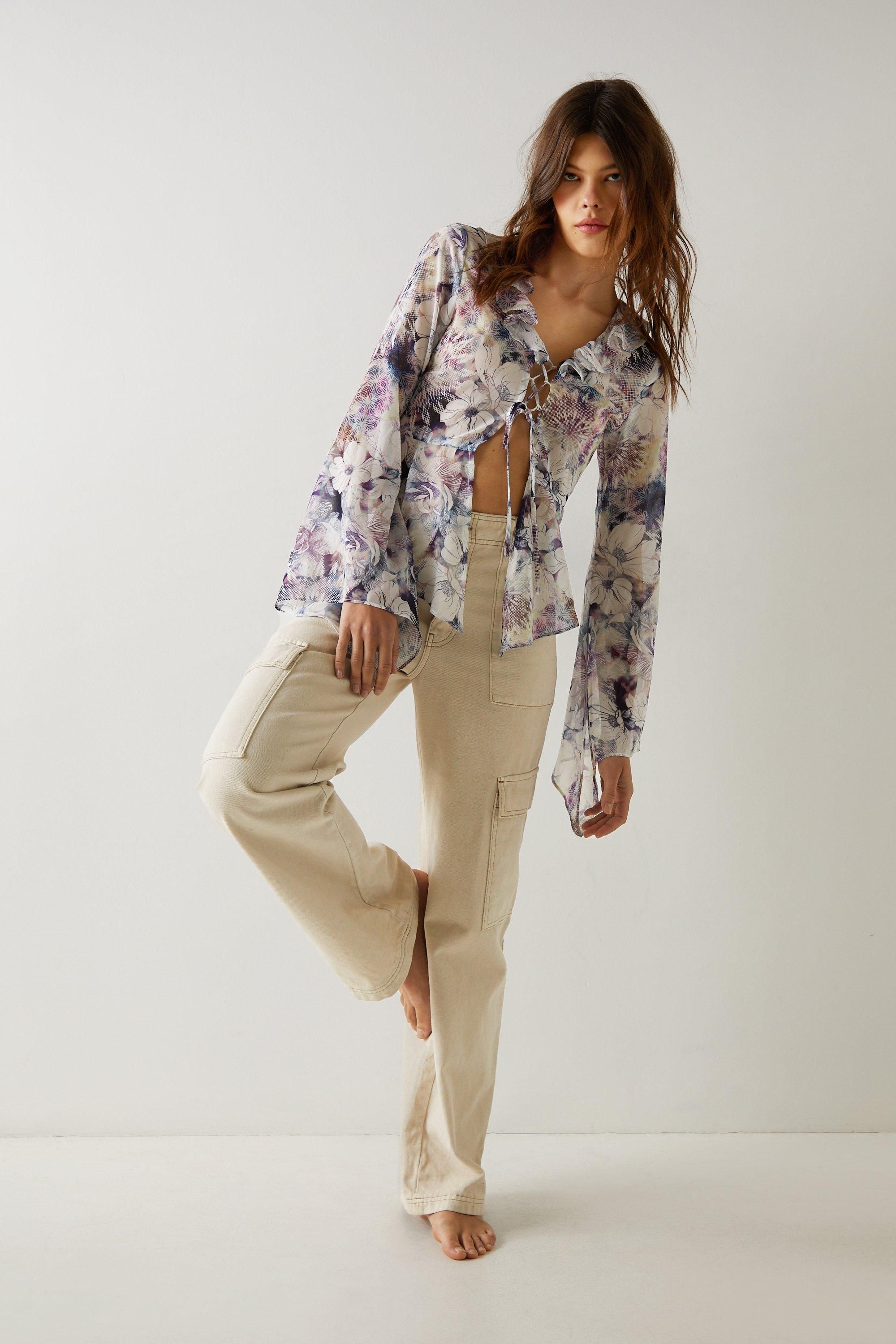 NastyGal Nasty Gal X Nick Fierro Tattoo Lace Up Blouse White image 2