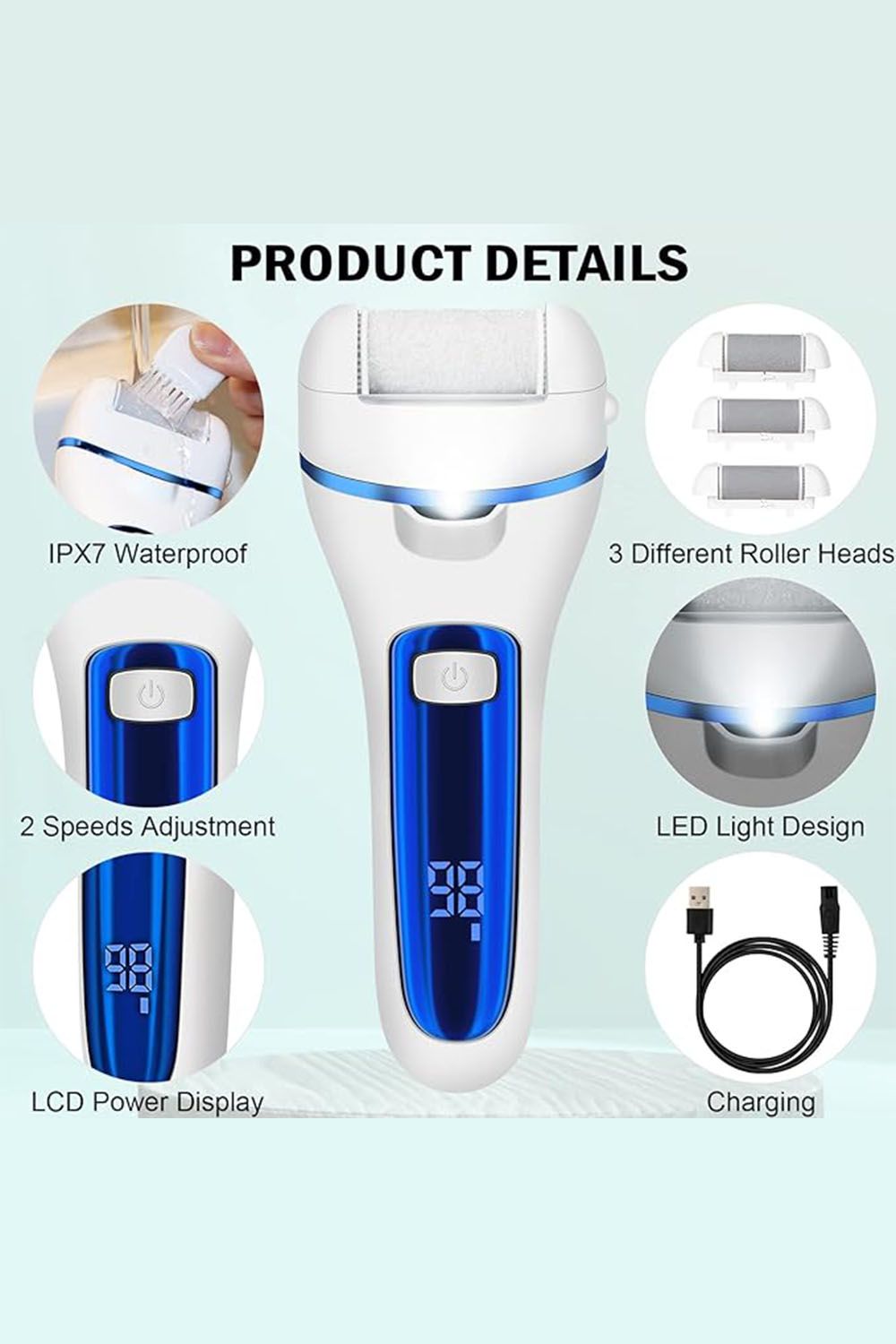 SHEONLY Electric Pedicure Tools Set Callus Remover Beauty Tool image 5