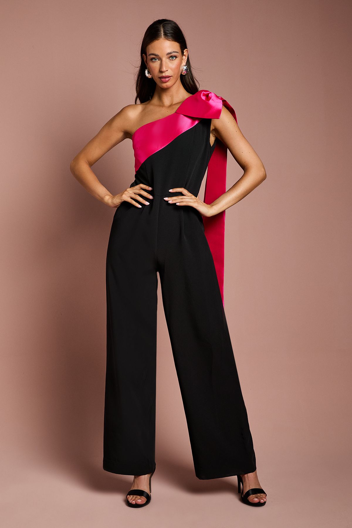 Coast Bow One Shoulder Jumpsuit Black image 1