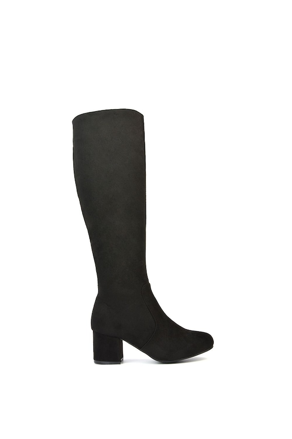 XY London 'Honey' Knee High Boots with Mid Block Heel and Inside Zip